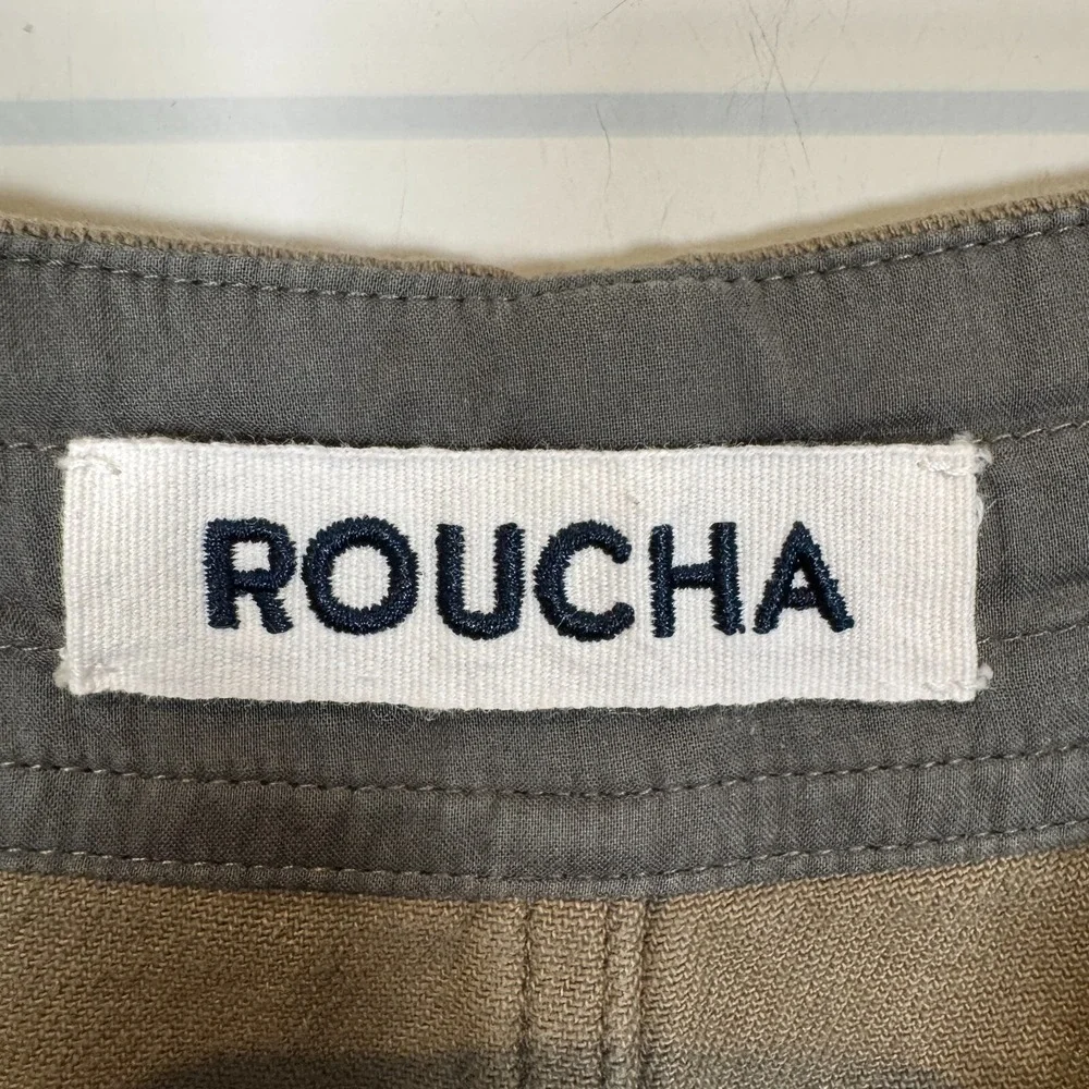 Roucha Paya‎ Denim Barrel Jeans Wide Leg Denim Canvas Baggy Size C Olive Green